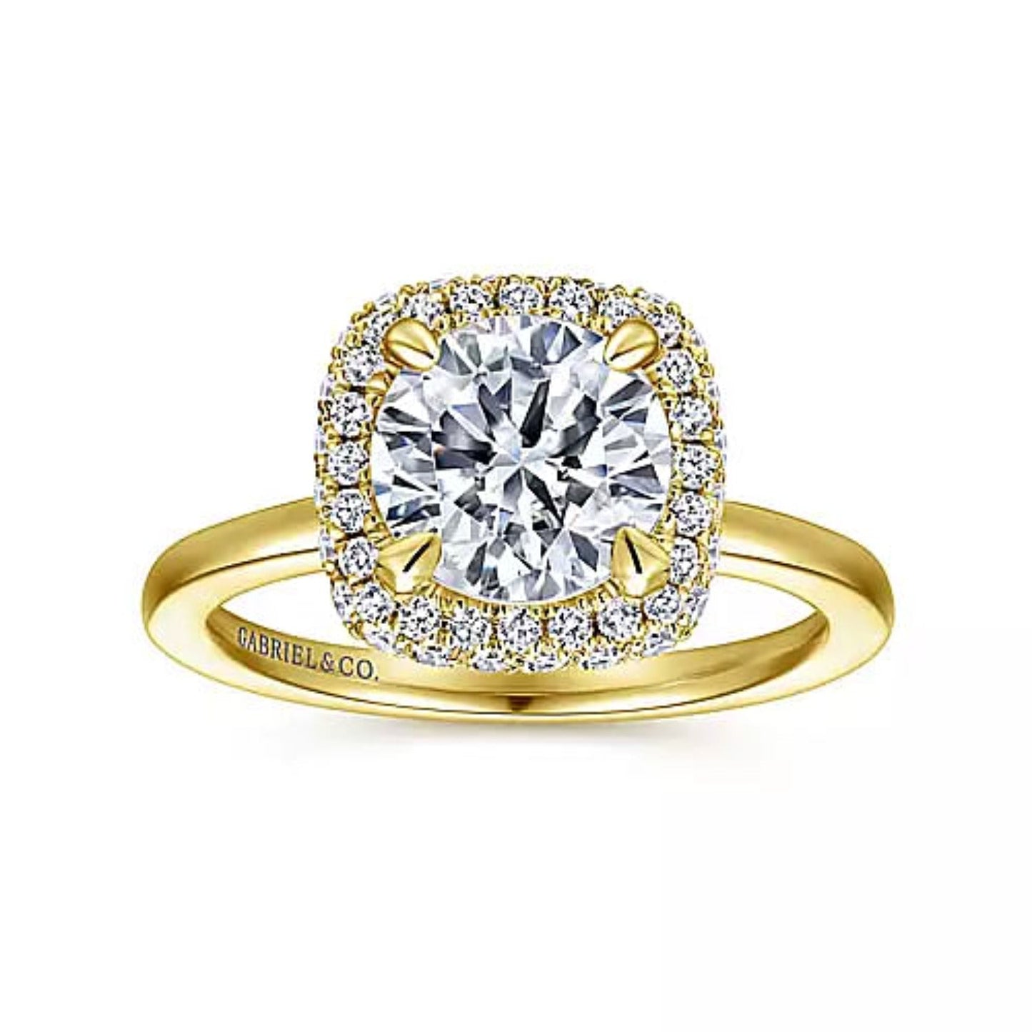 Gabriel & Co. "Graham" Cushion Halo Diamond Engagement Ring