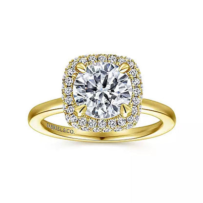 Gabriel & Co. "Graham" Cushion Halo Diamond Engagement Ring