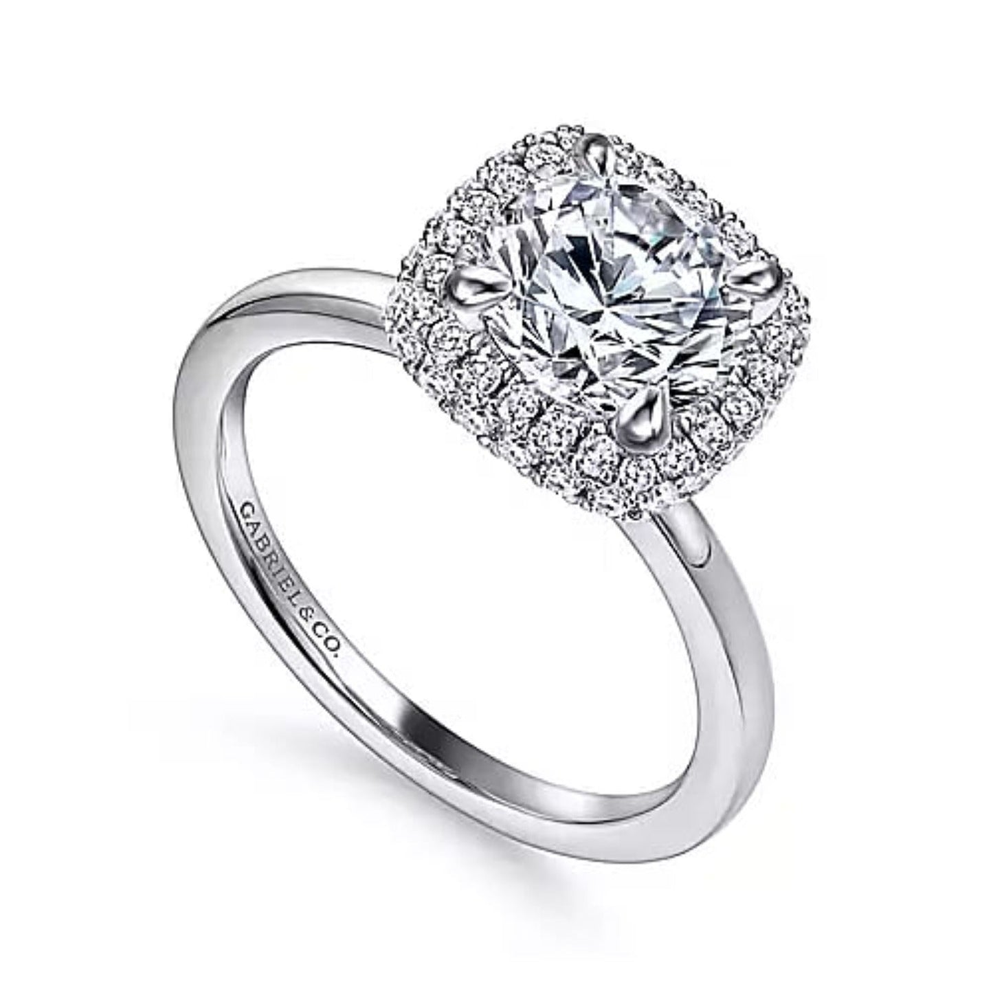 Gabriel & Co. "Graham" Cushion Halo Diamond Engagement Ring