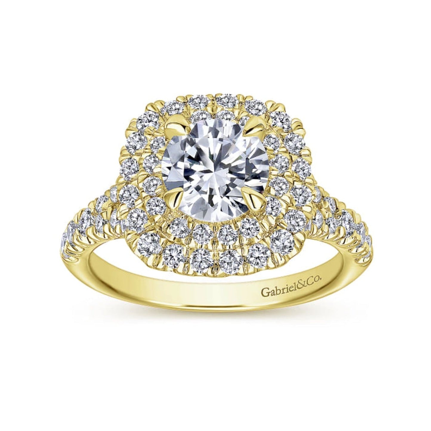 Gabriel & Co. "Lexie" Cushion Shaped Double Halo Diamond Engagement Ring