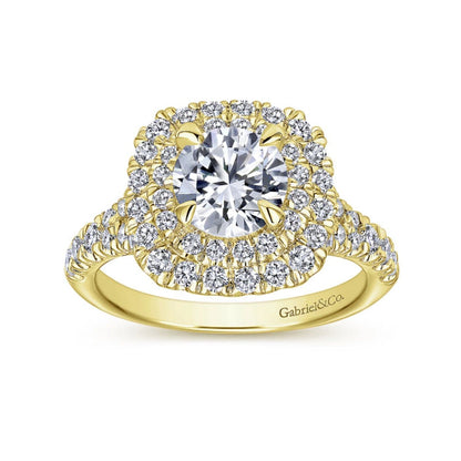 Gabriel & Co. "Lexie" Cushion Shaped Double Halo Diamond Engagement Ring