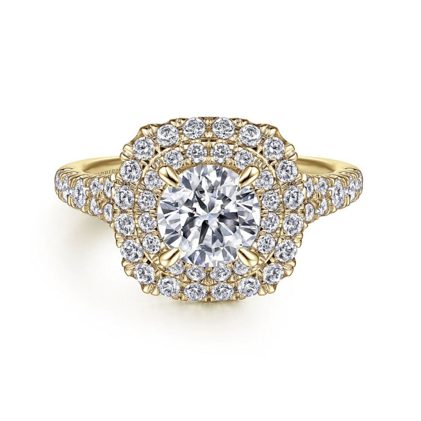 Gabriel & Co. "Lexie" Cushion Shaped Double Halo Diamond Engagement Ring