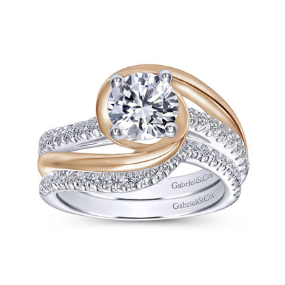 Gabriel & Co. "Lucca" Bypass Halo Diamond Engagement Ring