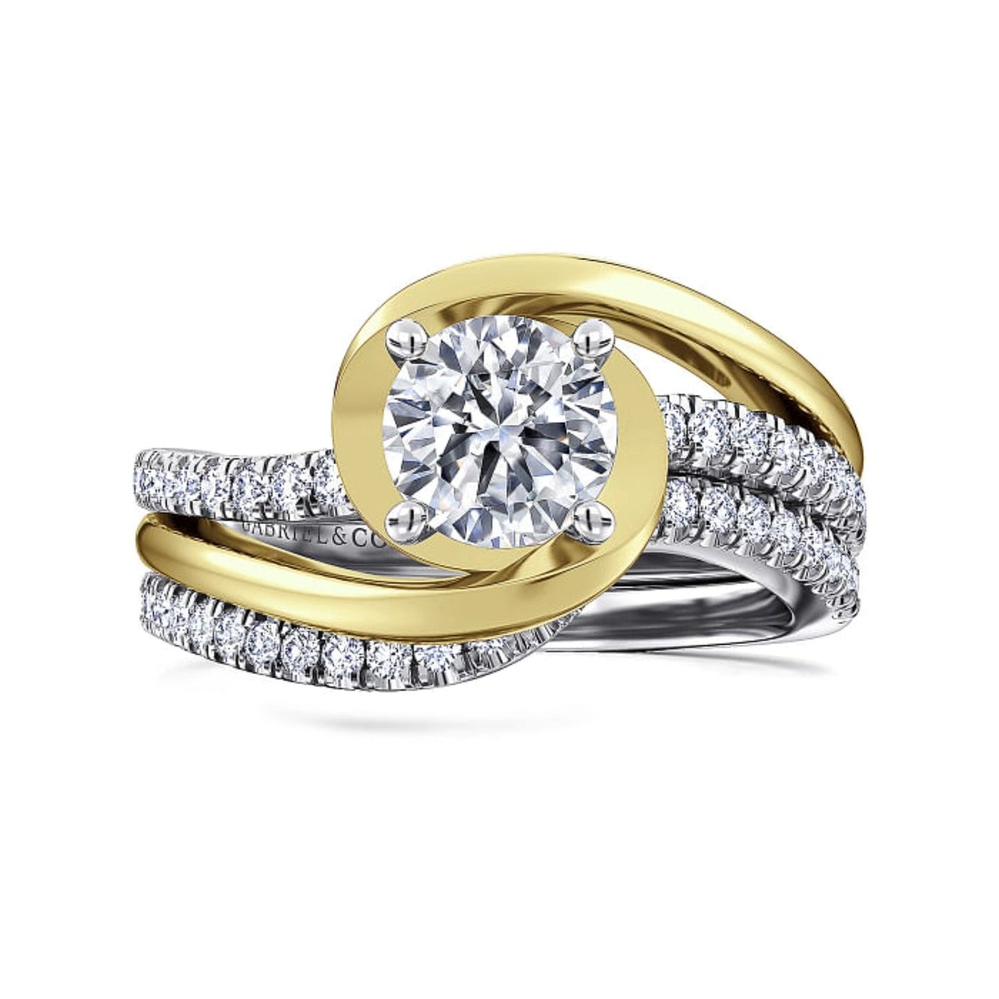 Gabriel & Co. "Lucca" Bypass Halo Diamond Engagement Ring