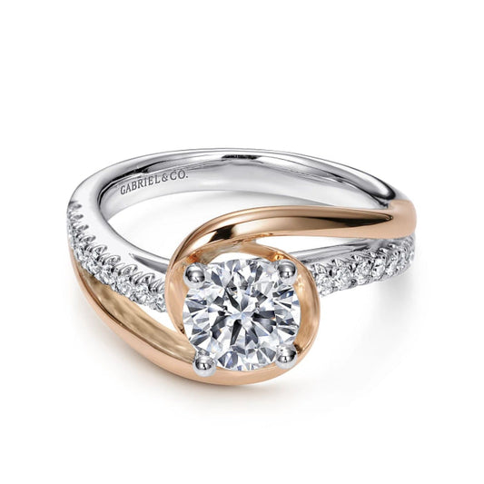 Gabriel & Co. "Lucca" Bypass Halo Diamond Engagement Ring