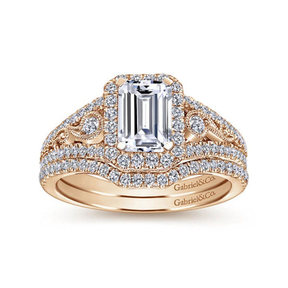 Gabriel & Co. "Marlena" Emerald Cut Halo Diamond Engagement Ring