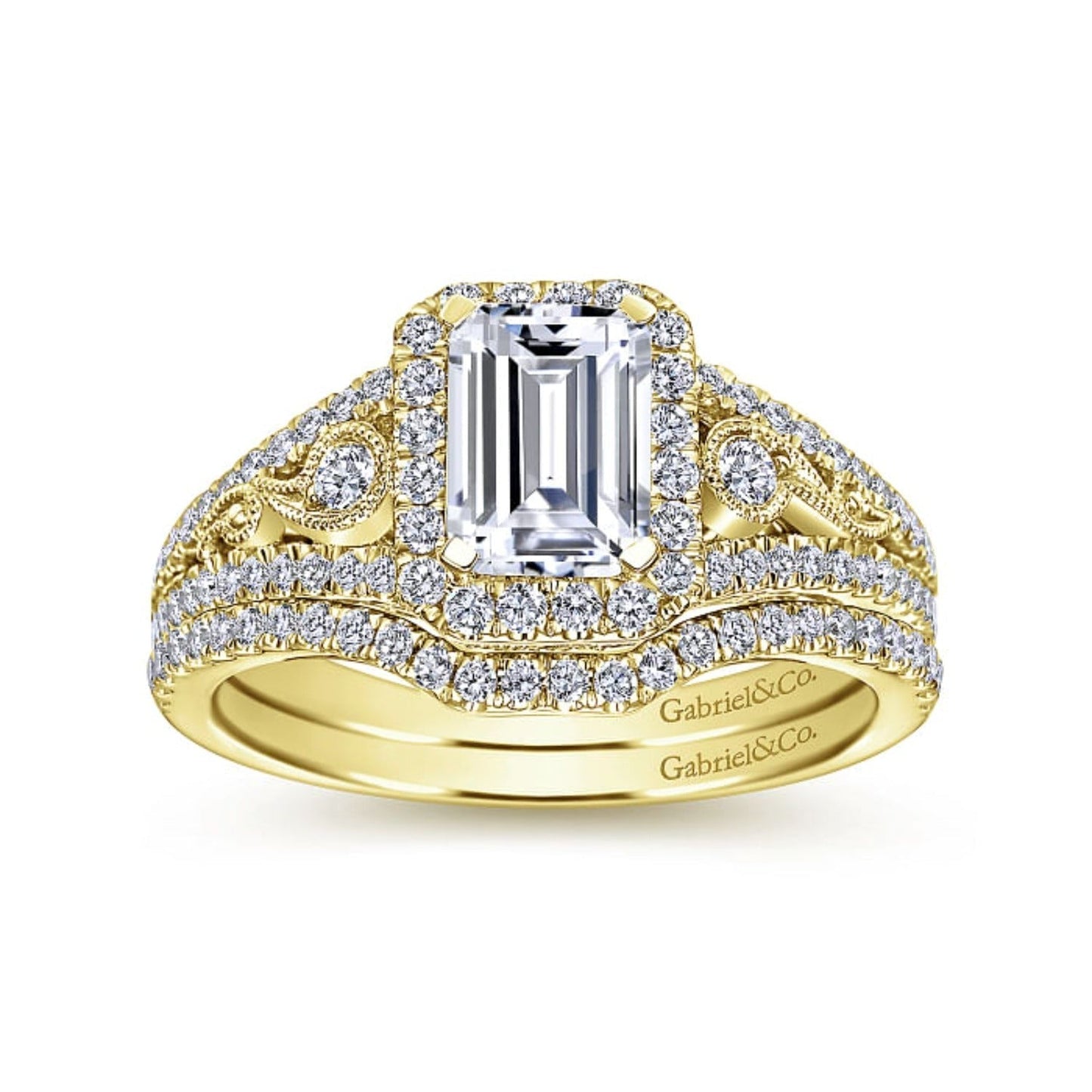 Gabriel & Co. "Marlena" Emerald Cut Halo Diamond Engagement Ring