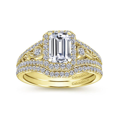 Gabriel & Co. "Marlena" Emerald Cut Halo Diamond Engagement Ring