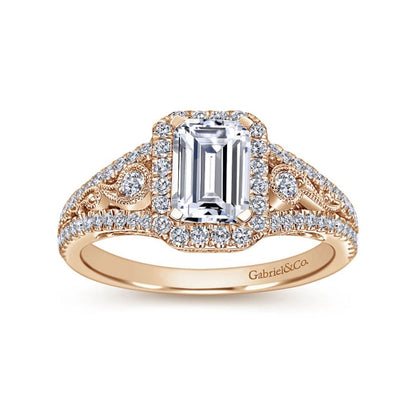 Gabriel & Co. "Marlena" Emerald Cut Halo Diamond Engagement Ring