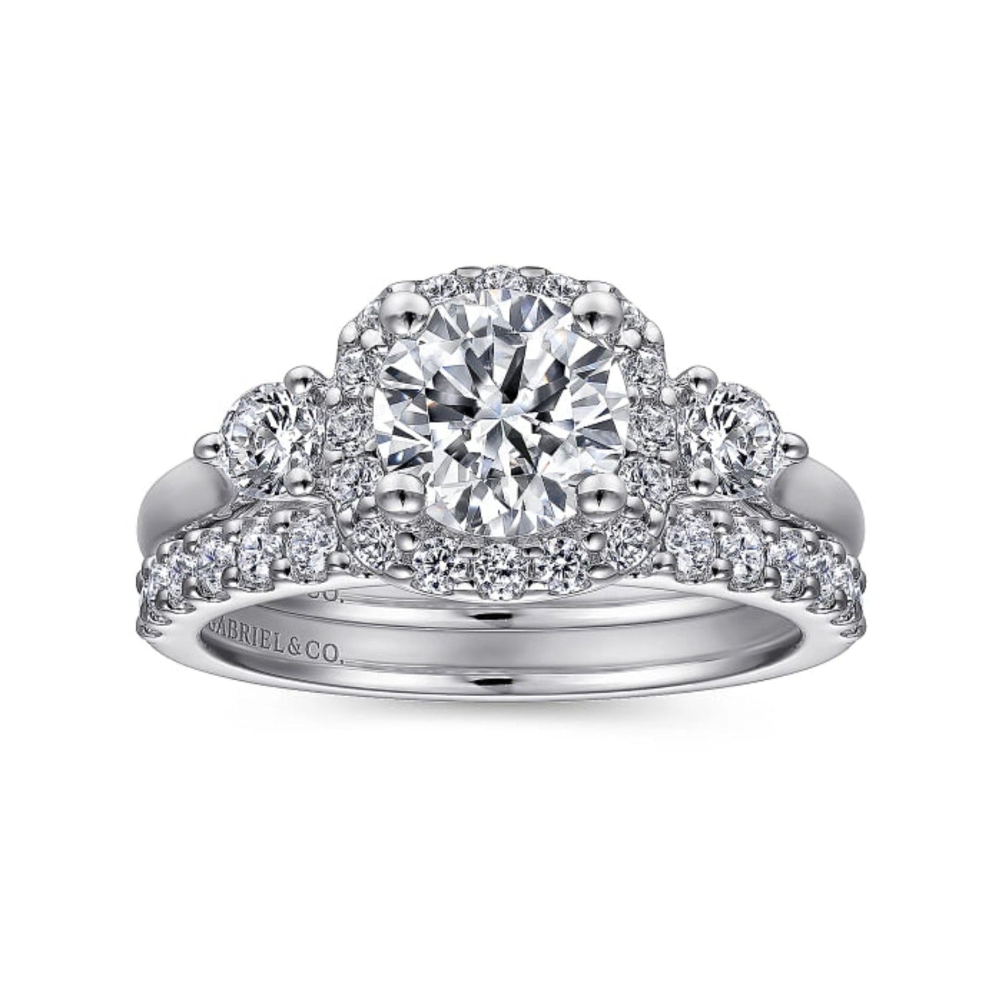 Gabriel & Co. "Martine" Cushion Halo Diamond Halo Engagement Ring