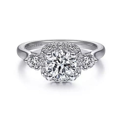 Gabriel & Co. "Martine" Cushion Halo Diamond Halo Engagement Ring