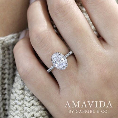 Gabriel & Co. "Mary" Oval Double Halo Diamond Engagement Ring