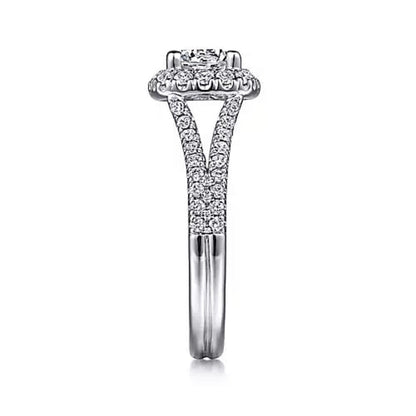 Gabriel & Co. "Perennial" Cushion Halo Diamond Engagement Ring