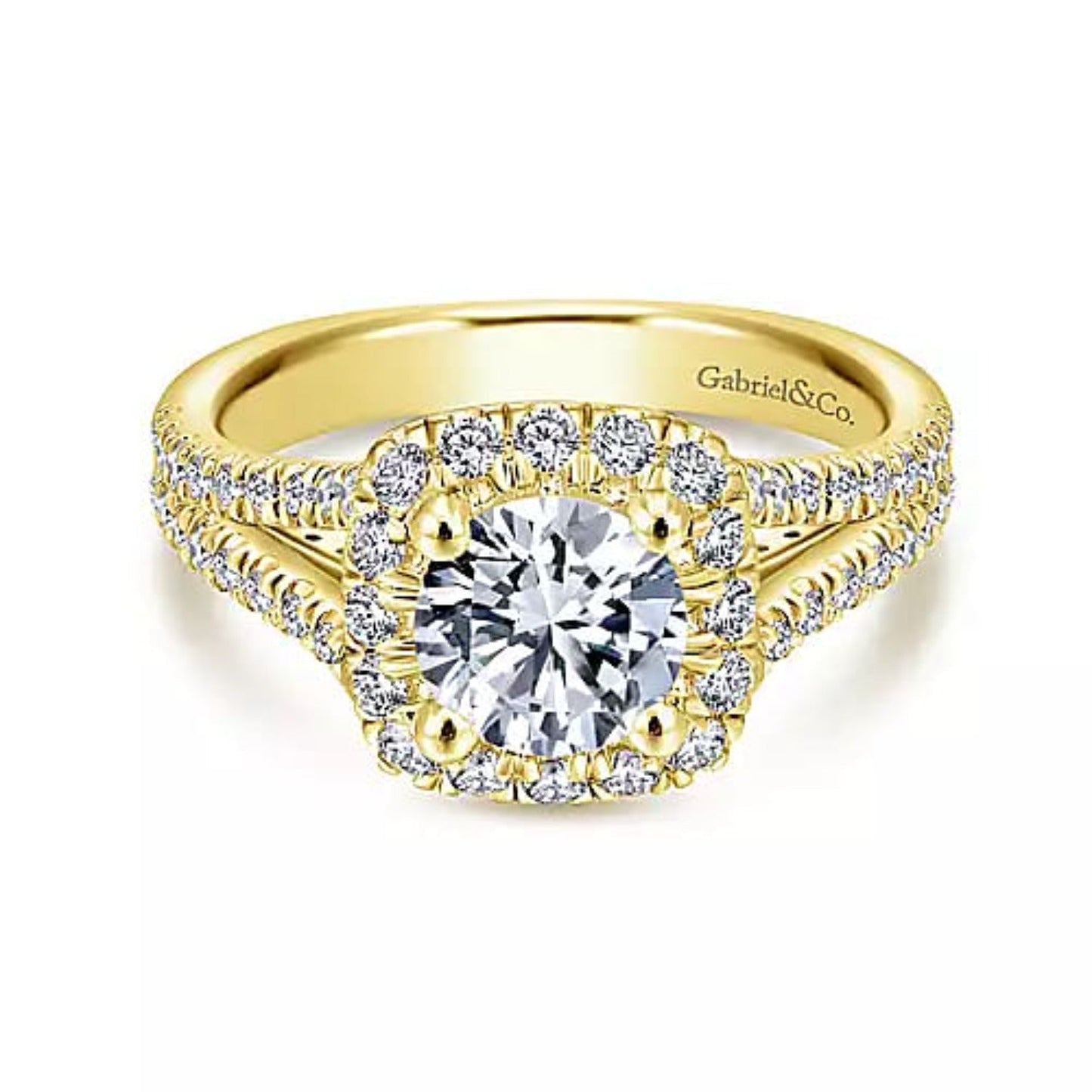 Gabriel & Co. "Perennial" Cushion Halo Diamond Engagement Ring