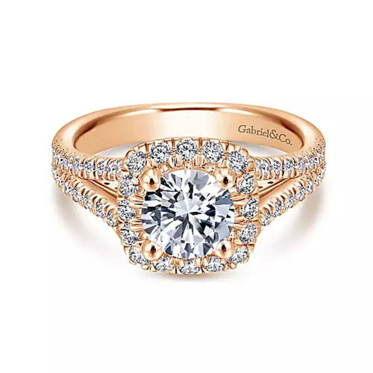 Gabriel & Co. "Perennial" Cushion Halo Diamond Engagement Ring