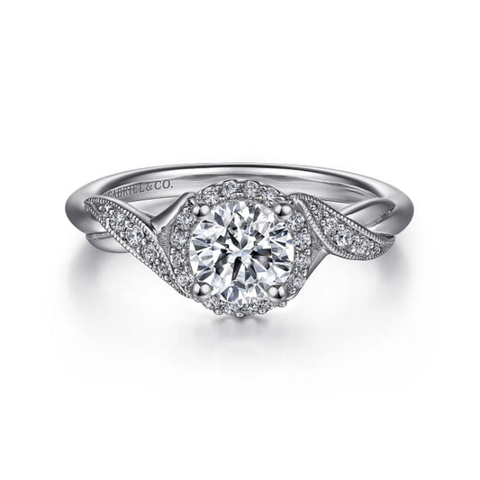 Gabriel & Co. "Shae" Crossover Halo Diamond Engagement Ring