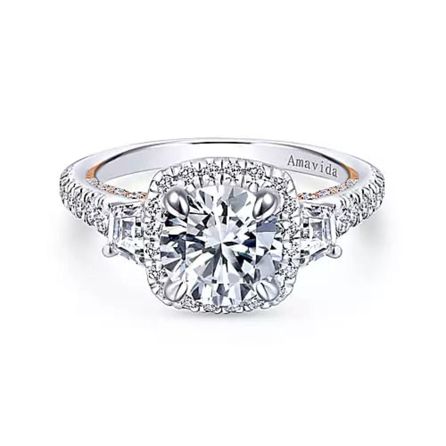 Gabriel & Co. "Verline" Cushion Halo Diamond Engagement Ring