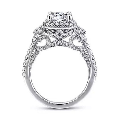 Gabriel & Co. "Verline" Cushion Halo Diamond Engagement Ring