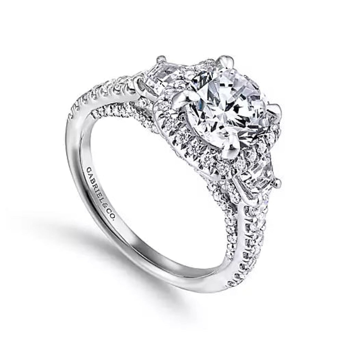 Gabriel & Co. "Verline" Cushion Halo Diamond Engagement Ring