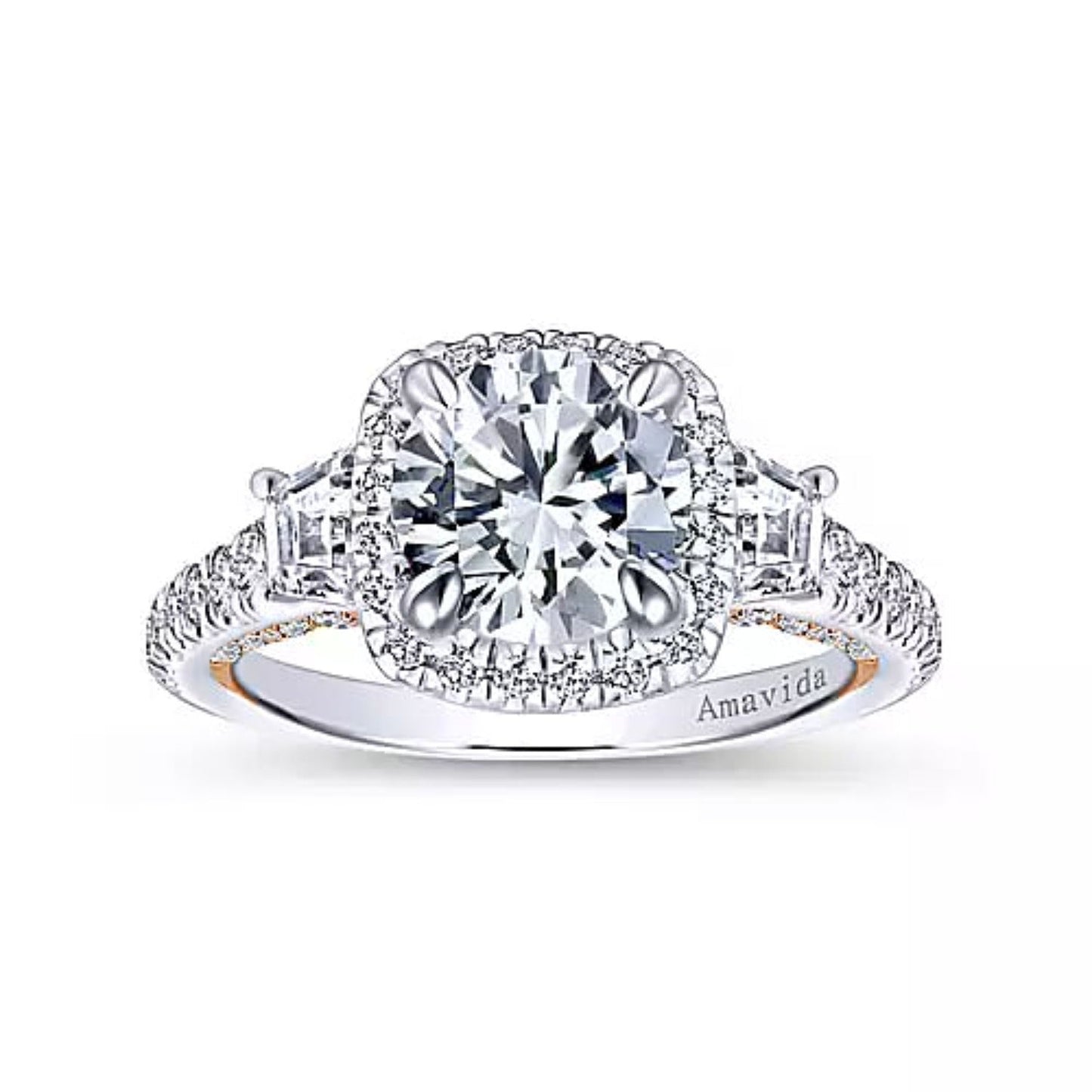 Gabriel & Co. "Verline" Cushion Halo Diamond Engagement Ring