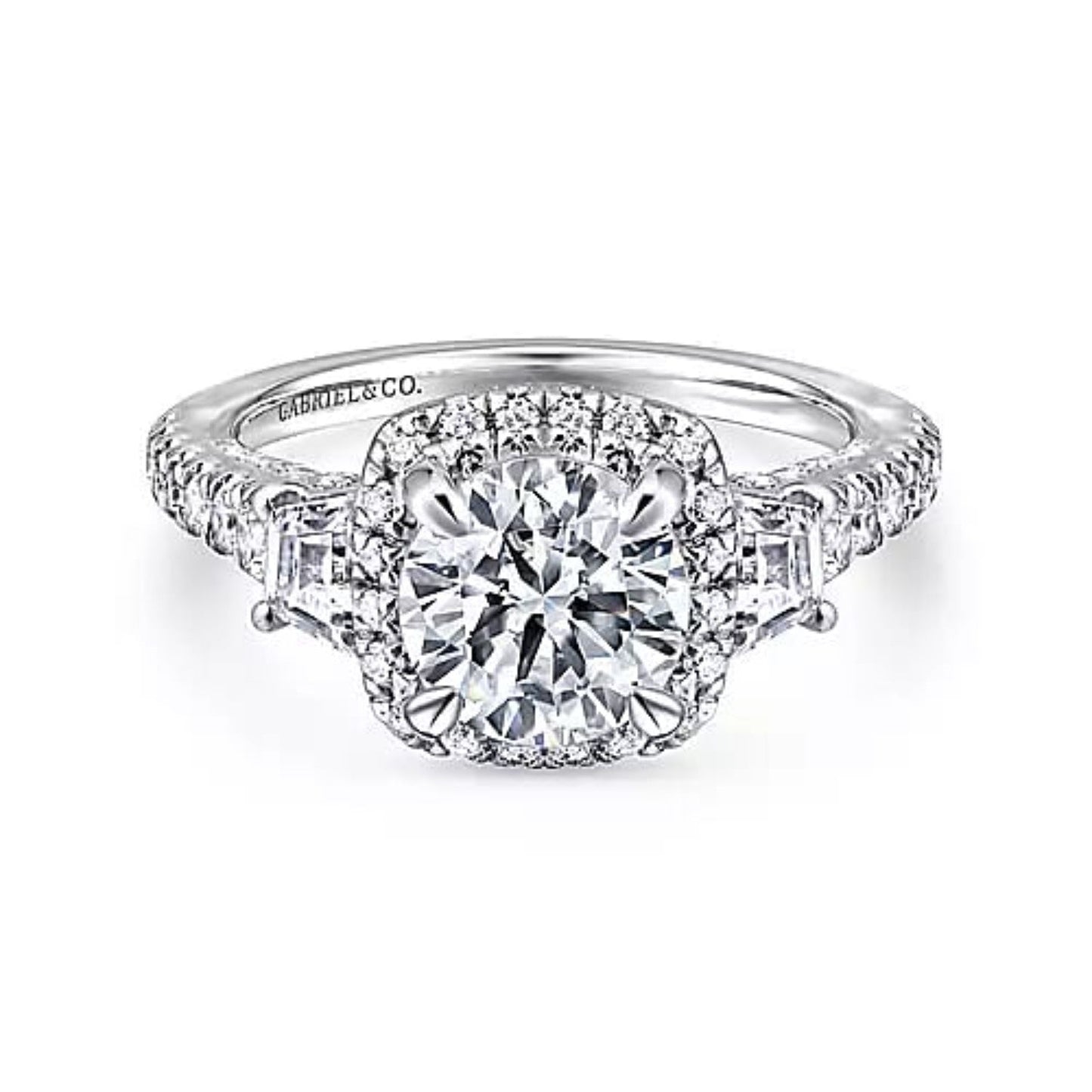 Gabriel & Co. "Verline" Cushion Halo Diamond Engagement Ring