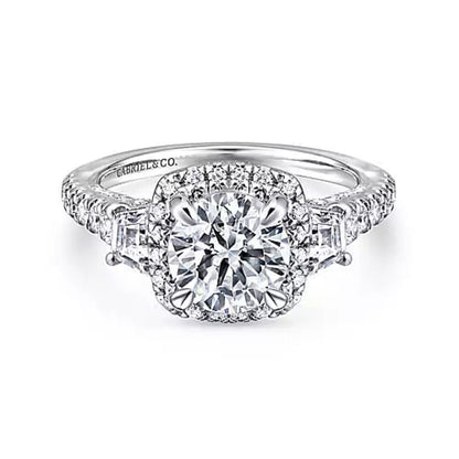 Gabriel & Co. "Verline" Cushion Halo Diamond Engagement Ring