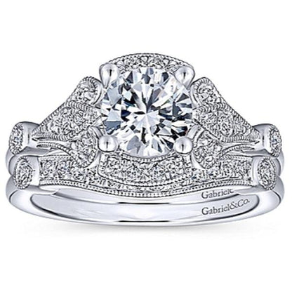 Gabriel "Columbus" Art Deco Style Halo Diamond Engagement Ring