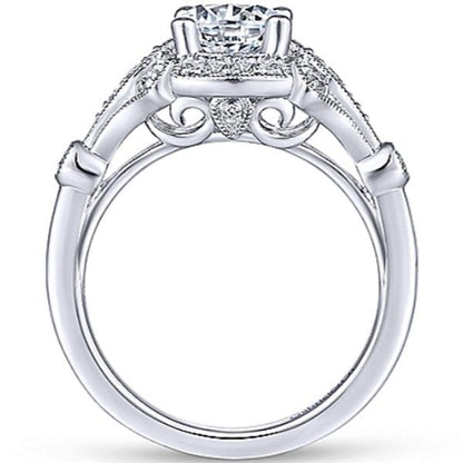 Gabriel "Columbus" Art Deco Style Halo Diamond Engagement Ring