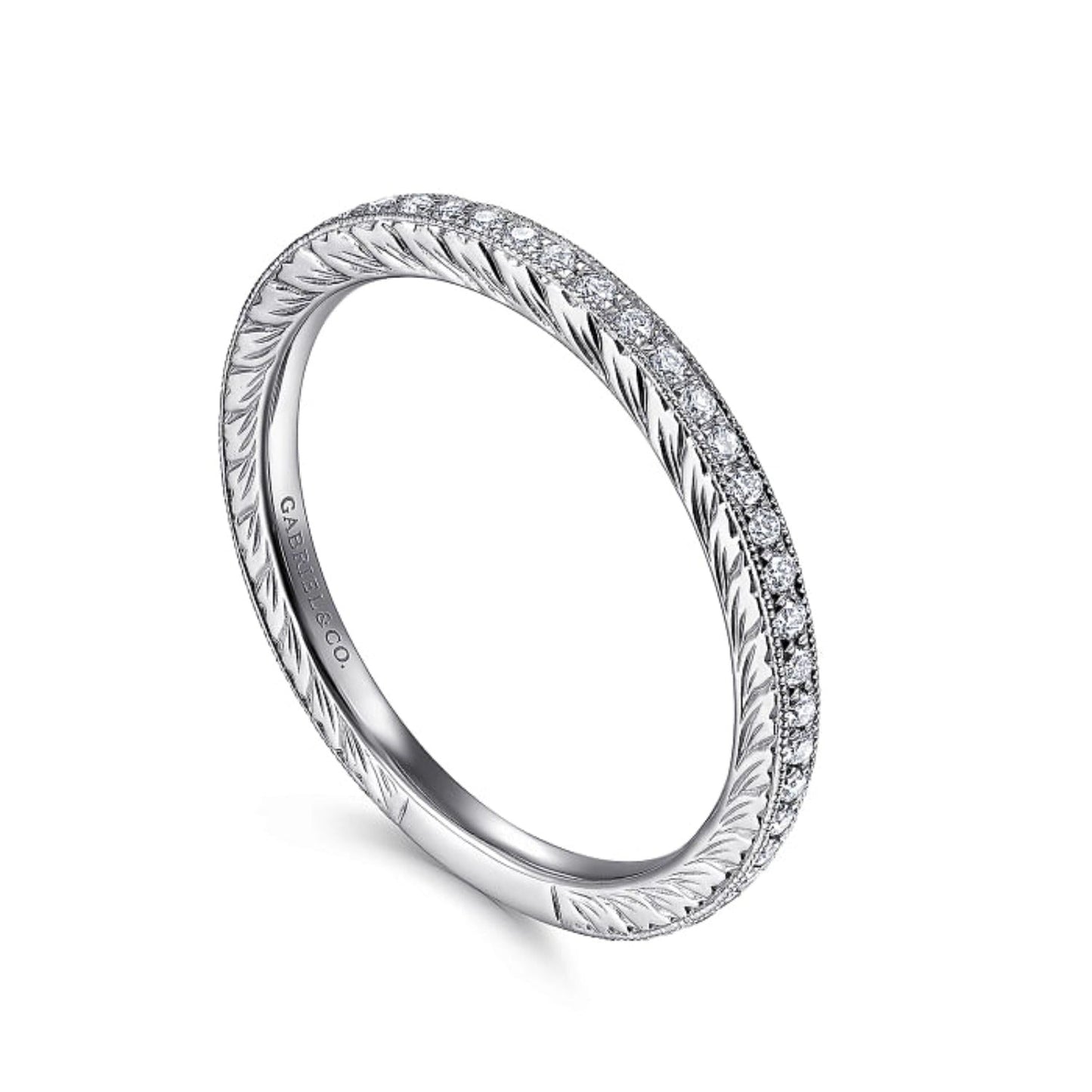 Gabriel & Co. Hand Carved Stackable Wedding Band