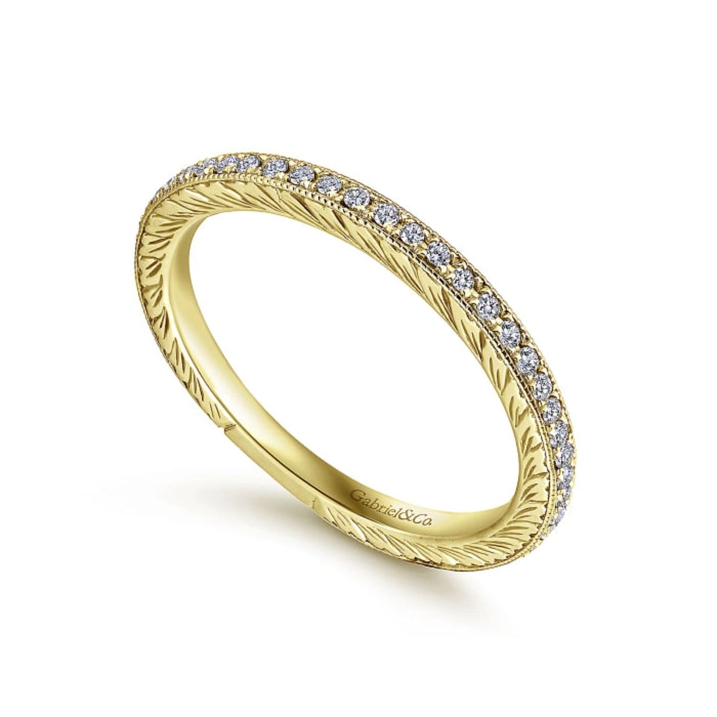 Gabriel & Co. Hand Carved Stackable Wedding Band