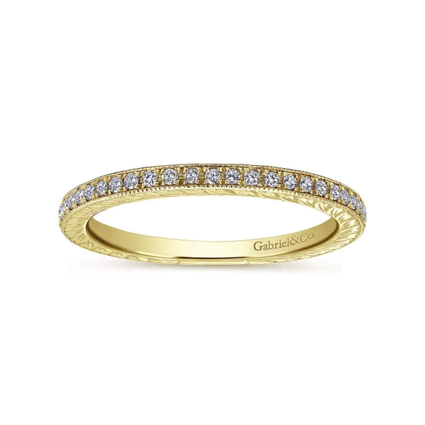 Gabriel & Co. Hand Carved Stackable Wedding Band