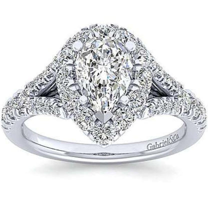 Gabriel "Juliana" Pear Halo Diamond Pave Engagement Ring