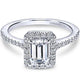 Gabriel Kelsey Emerald Cut Halo Diamond Engagement Ring