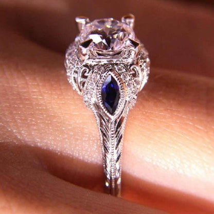 Gabriel & Co. "Lexington" Diamond & Blue Sapphire Halo Engagement Ring