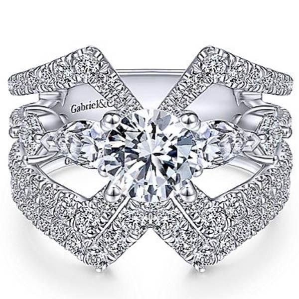 Gabriel "Lina" Wide Split Shank Diamond Engagement Ring