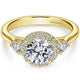 Gabriel "Noelle" Three Stone Halo Diamond Engagement Ring