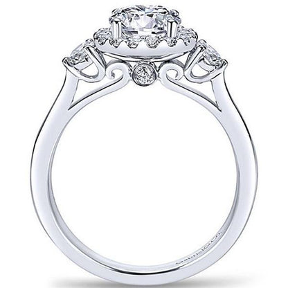 Gabriel "Noelle" Three Stone Halo Diamond Engagement Ring