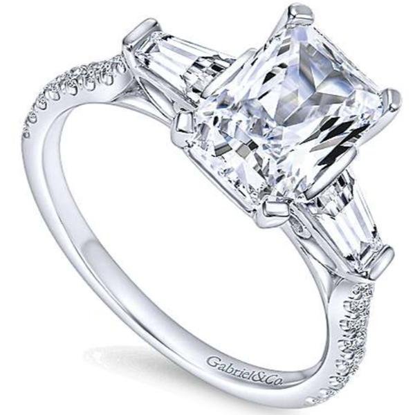 Gabriel "Sheryl" Emerald Cut & Tapered Baguette Diamond Engagement Ring