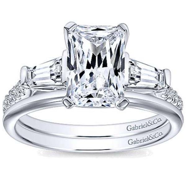 Gabriel "Sheryl" Emerald Cut & Tapered Baguette Diamond Engagement Ring