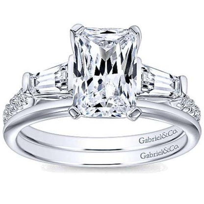 Gabriel "Sheryl" Emerald Cut & Tapered Baguette Diamond Engagement Ring