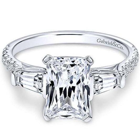 Gabriel "Sheryl" Emerald Cut & Tapered Baguette Diamond Engagement Ring