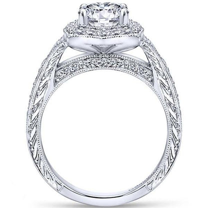 Gabriel "Theresa" Vintage Style Halo Diamond Engagement Ring