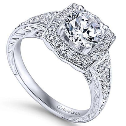 Gabriel "Theresa" Vintage Style Halo Diamond Engagement Ring