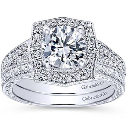 Gabriel "Theresa" Vintage Style Halo Diamond Engagement Ring