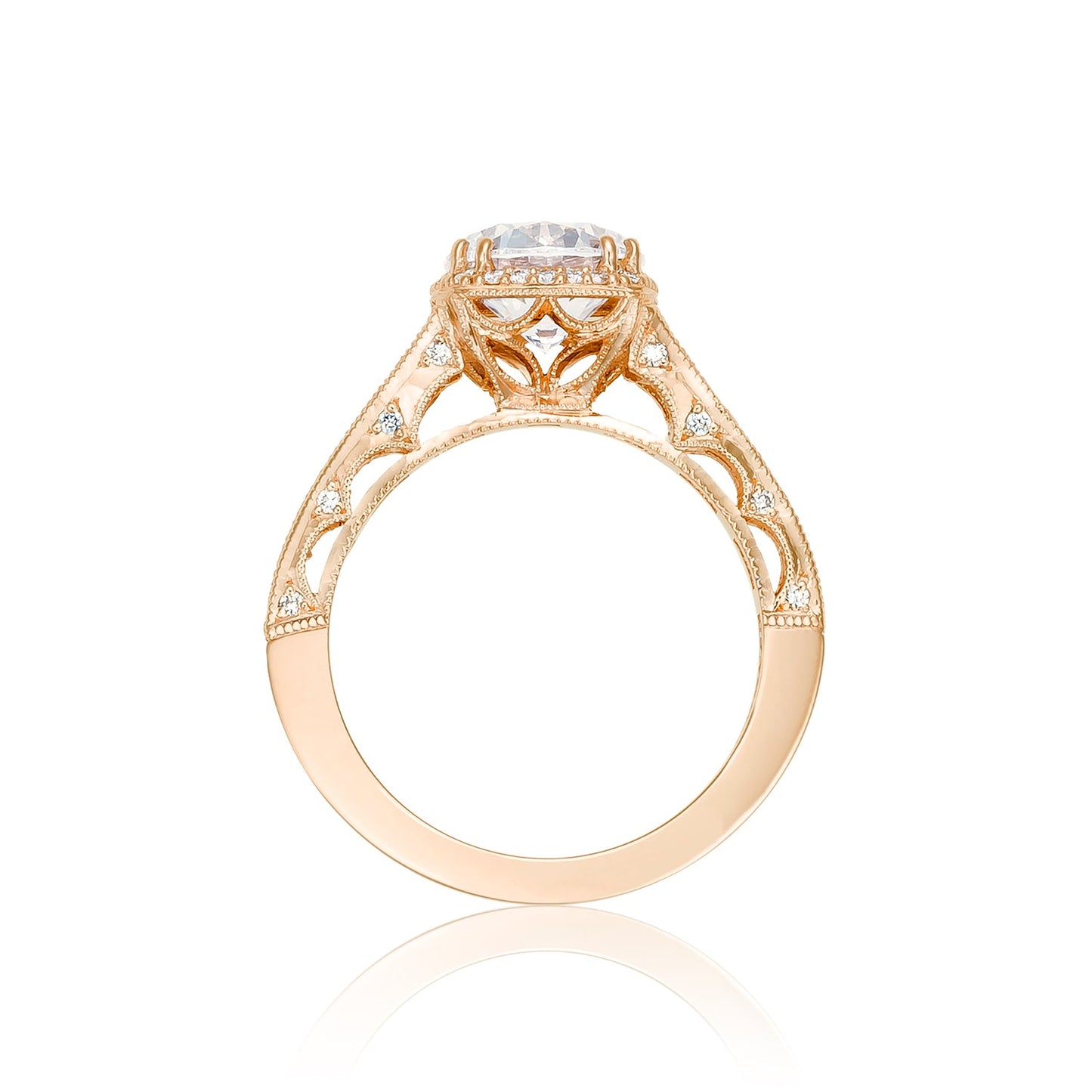 Tacori 18k Rose Gold Reverse Crescent Round Diamond Engagement Ring Setting (0.8 CTW)