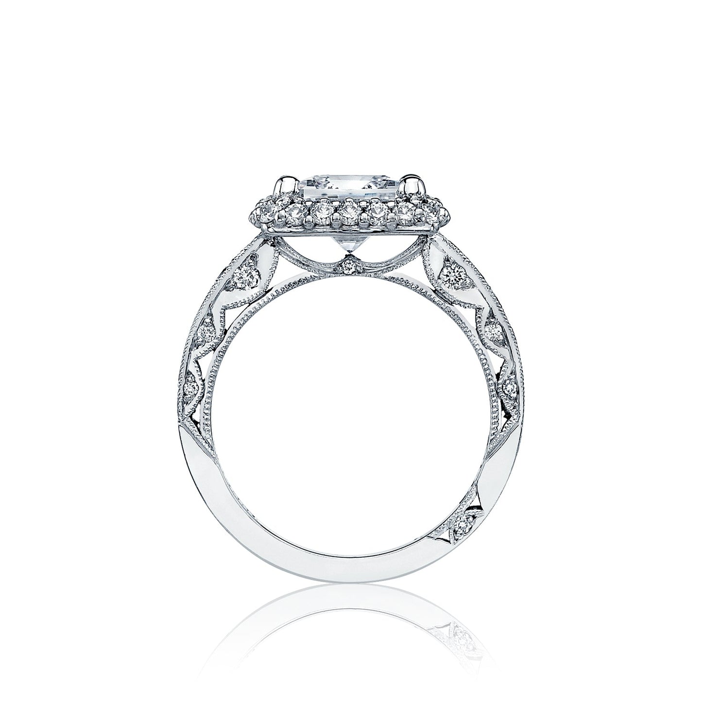 Tacori 18k White Gold Blooming Beauties White Gold Princess Diamond Engagement Ring Setting (0.96 CTW)