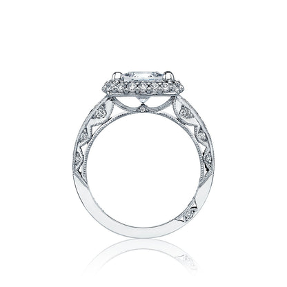 Tacori 18k White Gold Blooming Beauties White Gold Princess Diamond Engagement Ring Setting (0.96 CTW)