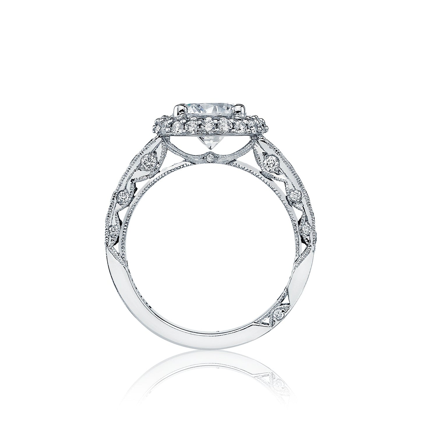 Tacori 18k White Gold Blooming Beauties Round Diamond Engagement Ring Setting (0.9 CTW)