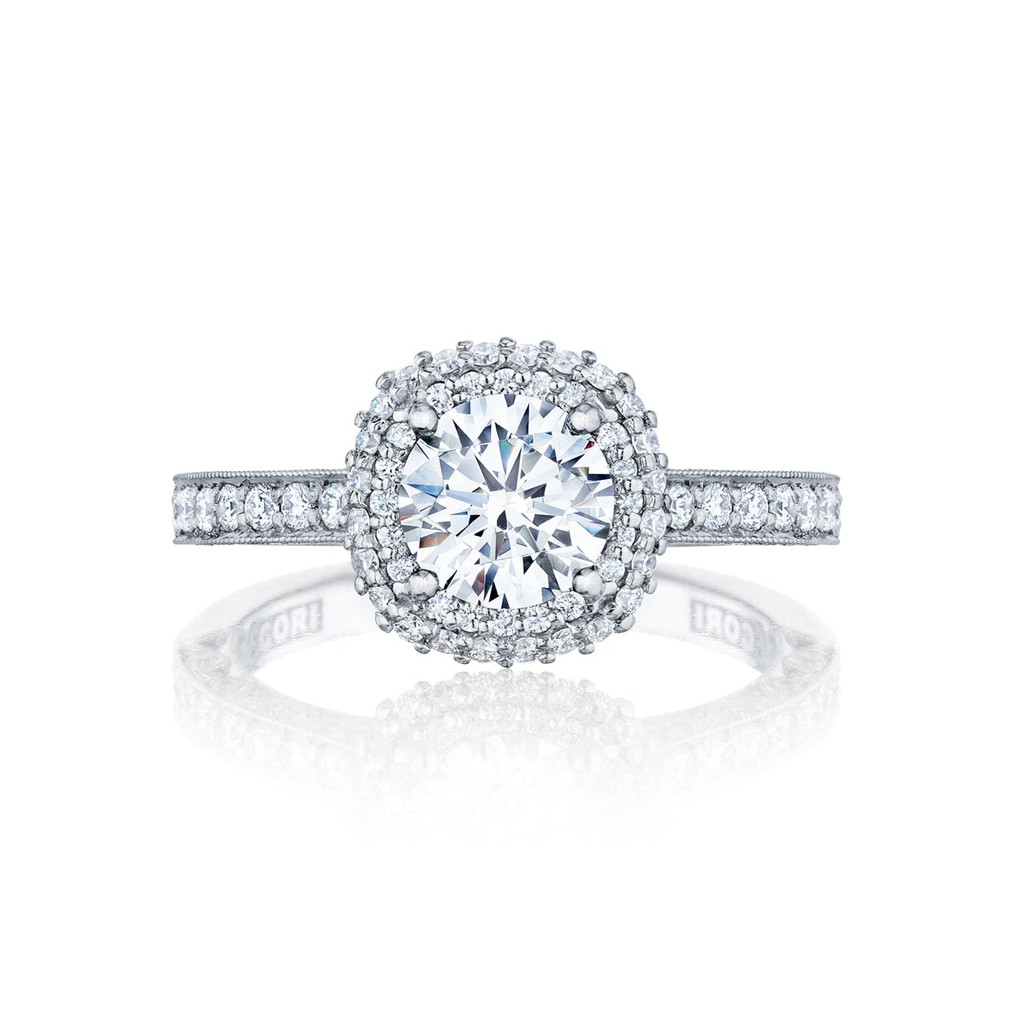 Tacori 18k White Gold Blooming Beauties White Gold Round Diamond Engagement Ring Setting (0.61 CTW)