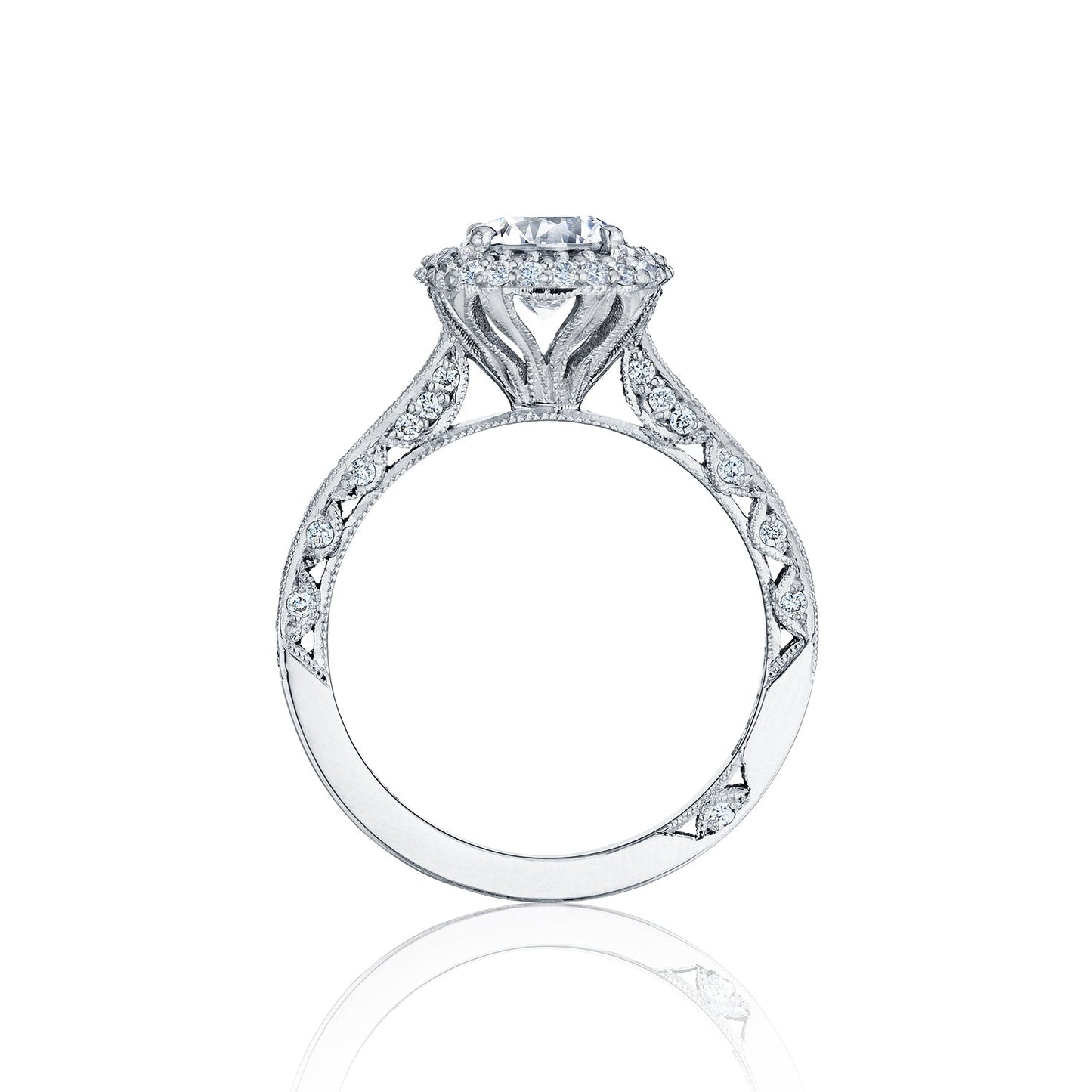 Tacori 18k White Gold Blooming Beauties White Gold Round Diamond Engagement Ring Setting (0.61 CTW)